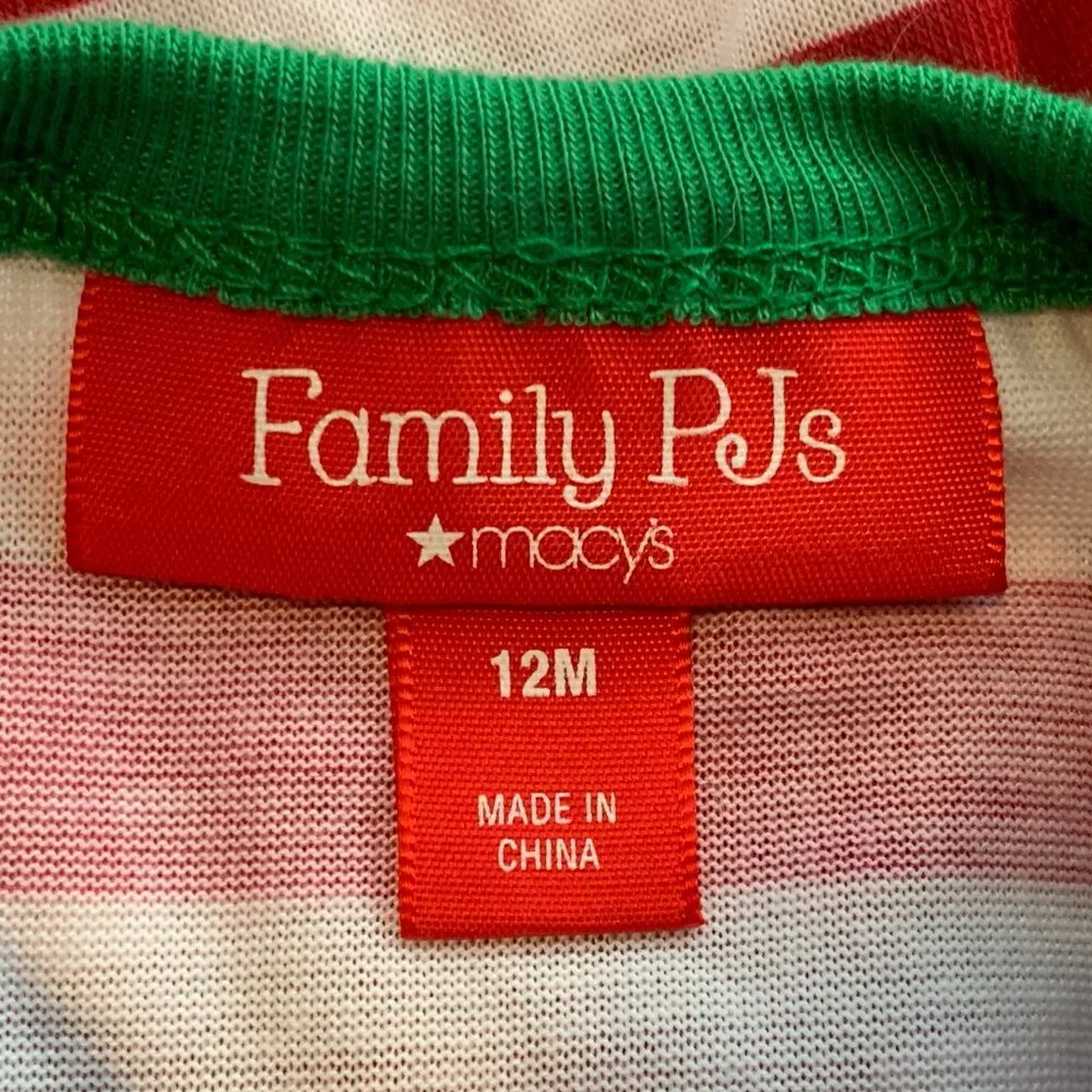 Family Pajamas Unisex Baby Boys or Girls Holiday Footed PJs, Red White Stripe